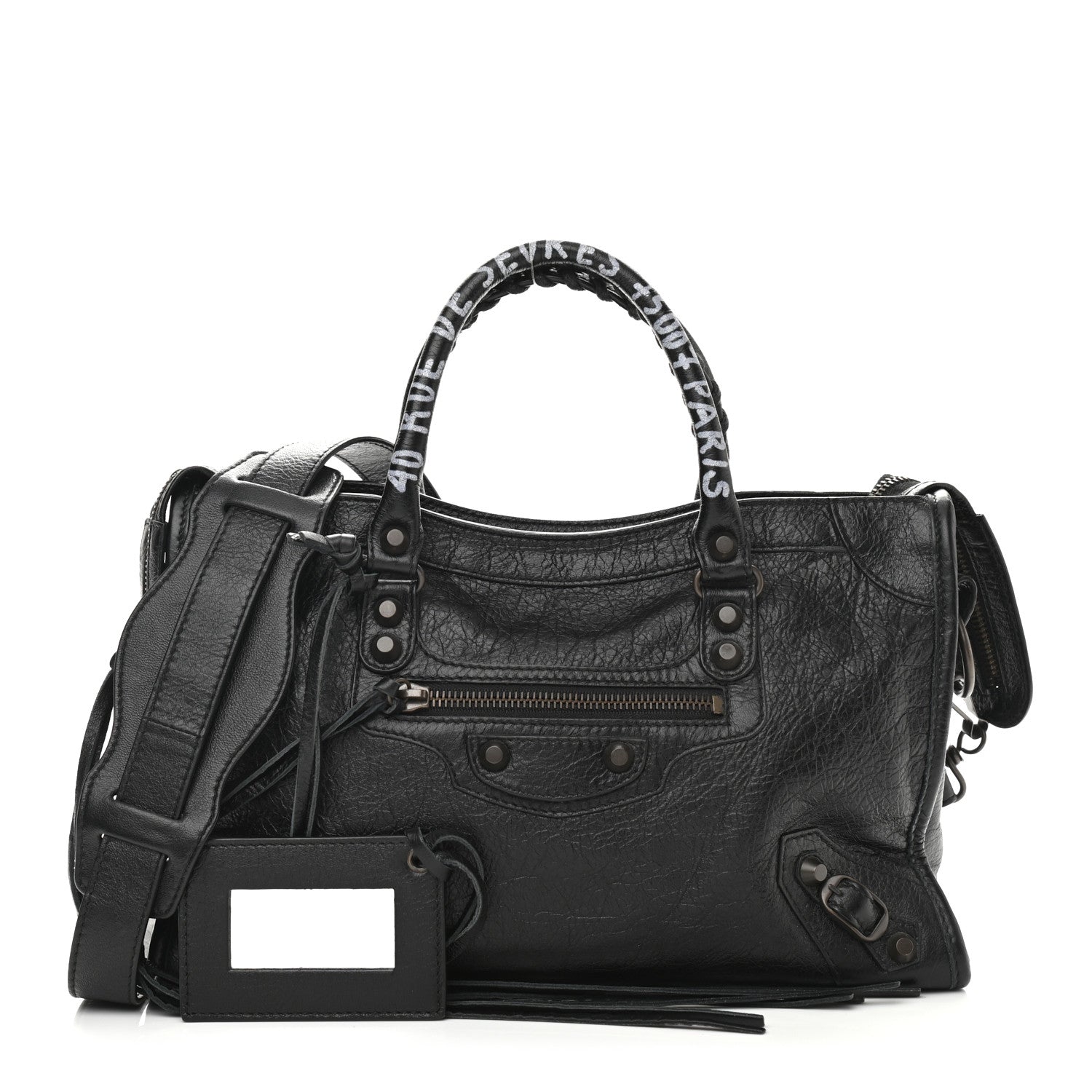 Balenciaga Agneau Classic Hardware Graffiti Handles S City Black 1 of 10