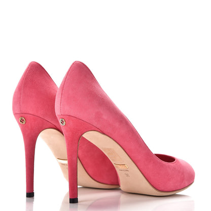 Gucci Kid Scamosciato Interlocking G Jennifer Pumps 38 Shocking Pink 4 of 11