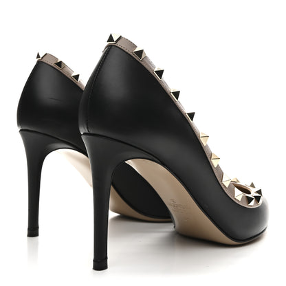 Valentino Garavani Calfskin Rockstud 85mm Pumps 37 Black Poudre 5 of 9