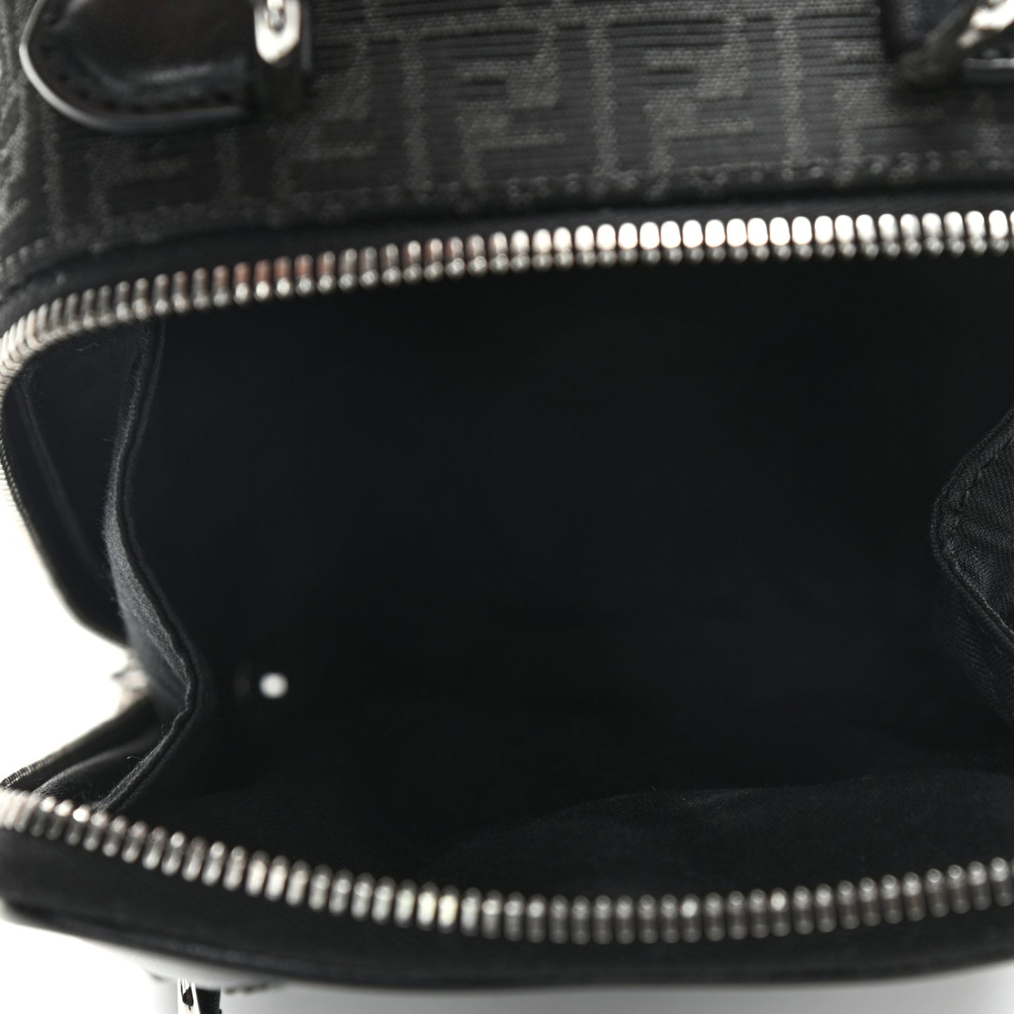 Recycled Fabric Jacquard Vitello Astro Micro FF Mini Trolley Bag Asfalto Black
