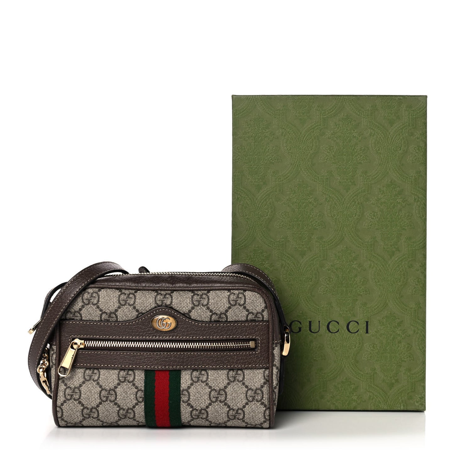 GG Supreme Monogram Web Mini Ophidia Shoulder Bag Brown