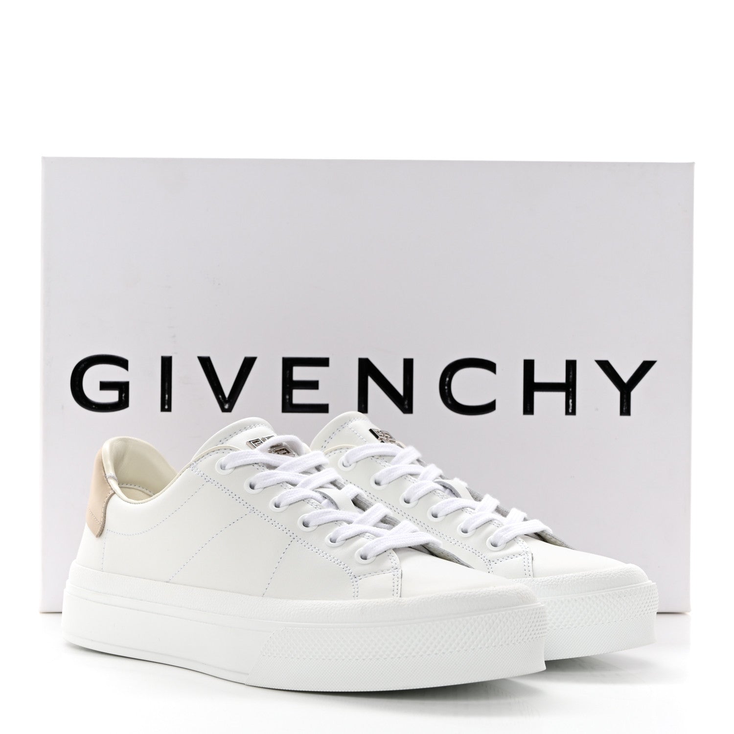 Givenchy Calfskin Womens City Sport Sneakers 38 White Beige 3 of 9