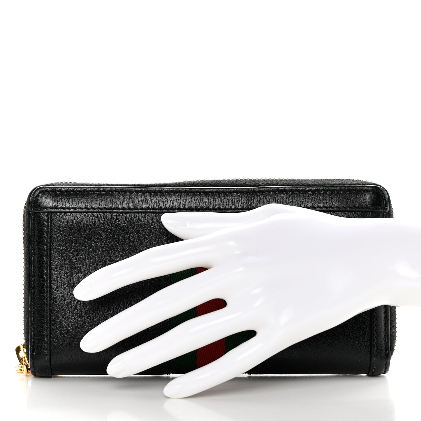 Calfskin Web Ophidia Zip Around Wallet Black
