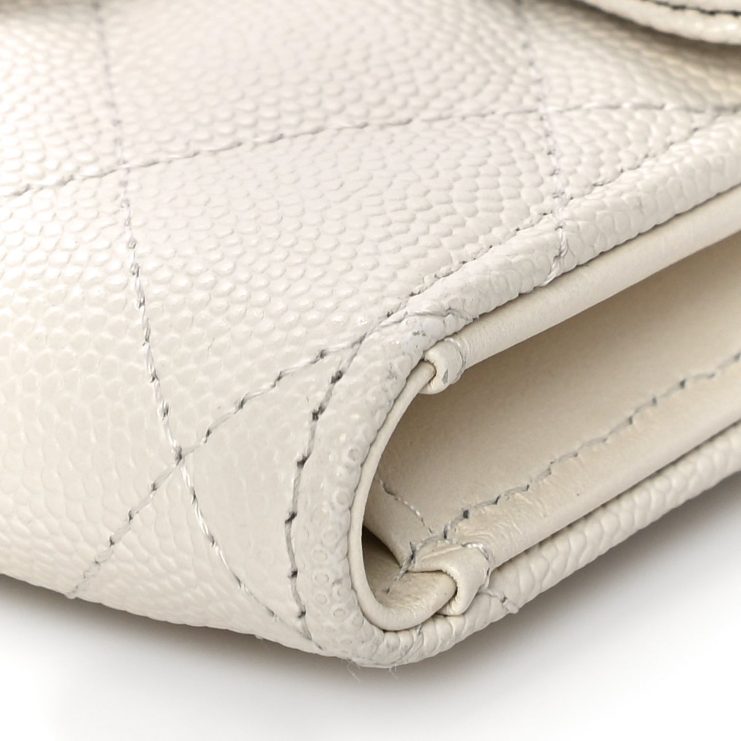 Caviar Quilted Compact Flap Wallet White
