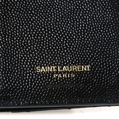 Saint Laurent Grain De Poudre Mixed Matelasse Triquilt Monogram Compact Tri Fold Wallet Black 6 of 8