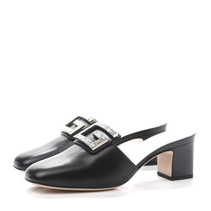 Gucci Malaga Kid Crystal Square G Madelyn Mules 39.5 Black 3 of 8