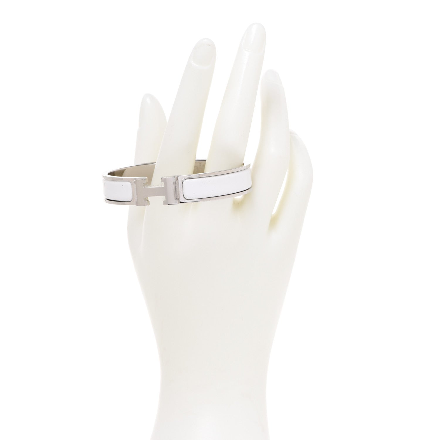 Hermes Enamel Narrow Clic Clac H Bracelet GM White 2 of 6