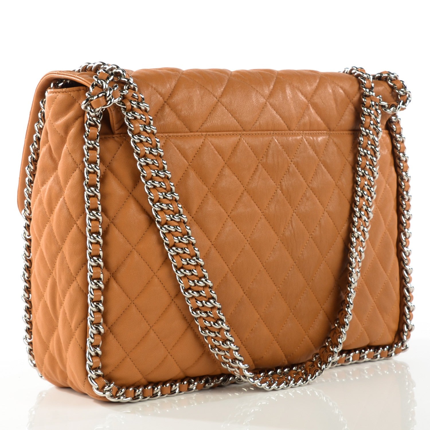 Chanel Washed Lambskin Quilted Maxi Chain Around Flap Dark Beige 3 of 8
