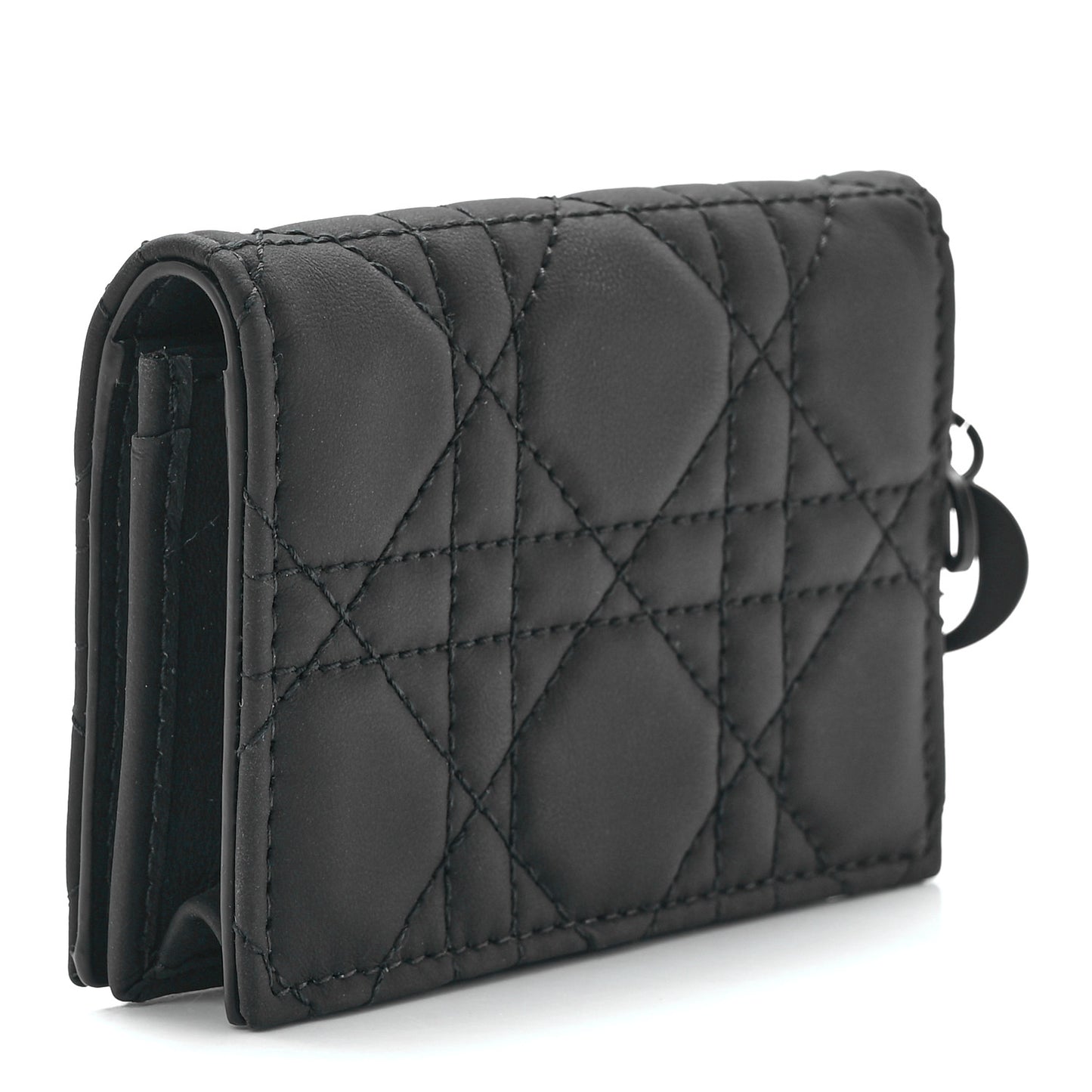 Ultra Matte Calfskin Small Lady Dior Flap Card Holder Black