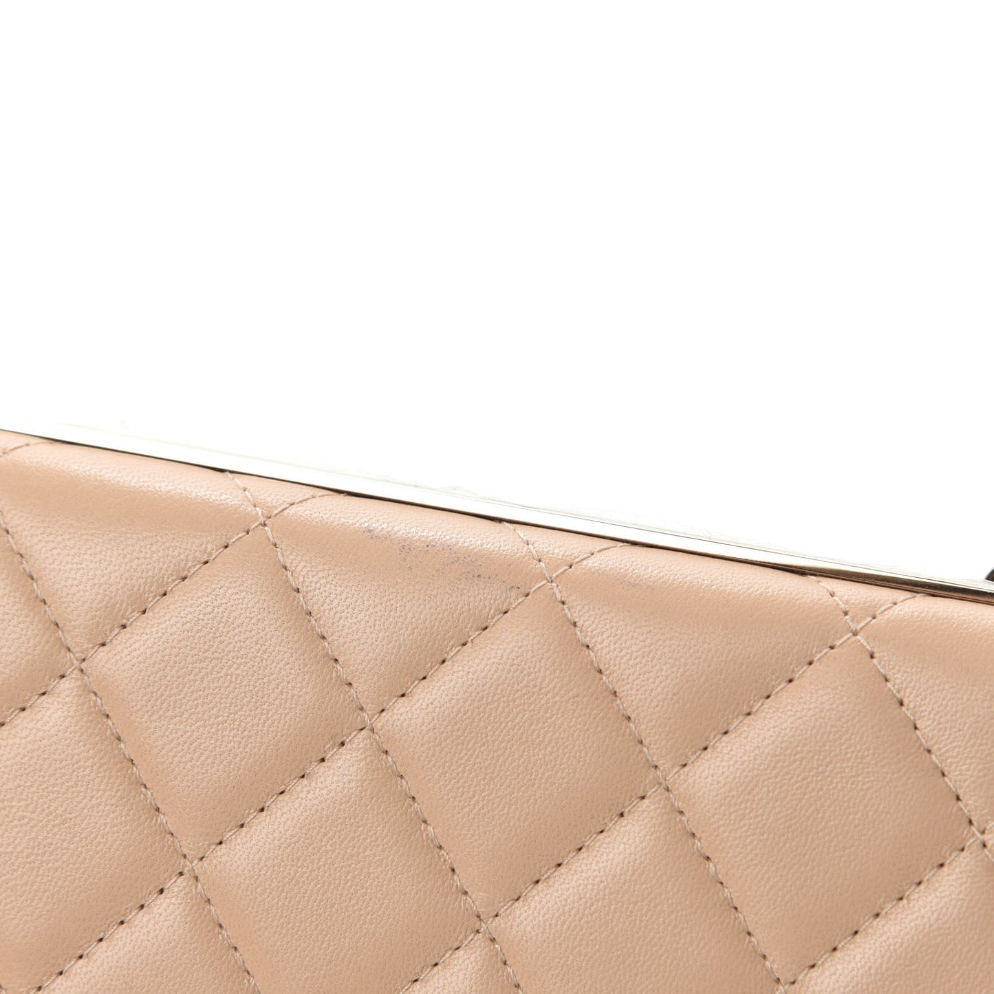Lambskin Quilted Trendy CC Wallet On Chain WOC Beige