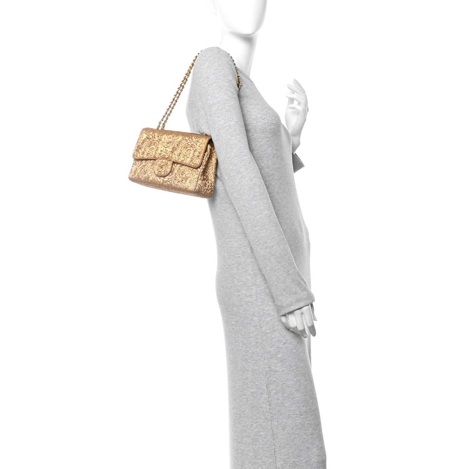 Chanel Metallic Brocade Quilted Small Double Flap Gold 2 of 10