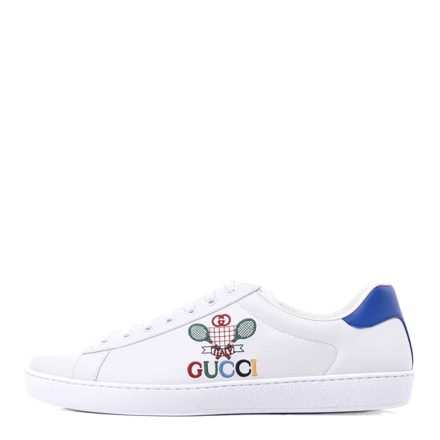 Calfskin Miro Soft Tennis Embroidered Mens Ace Sneakers 11.5 White Rio Blue