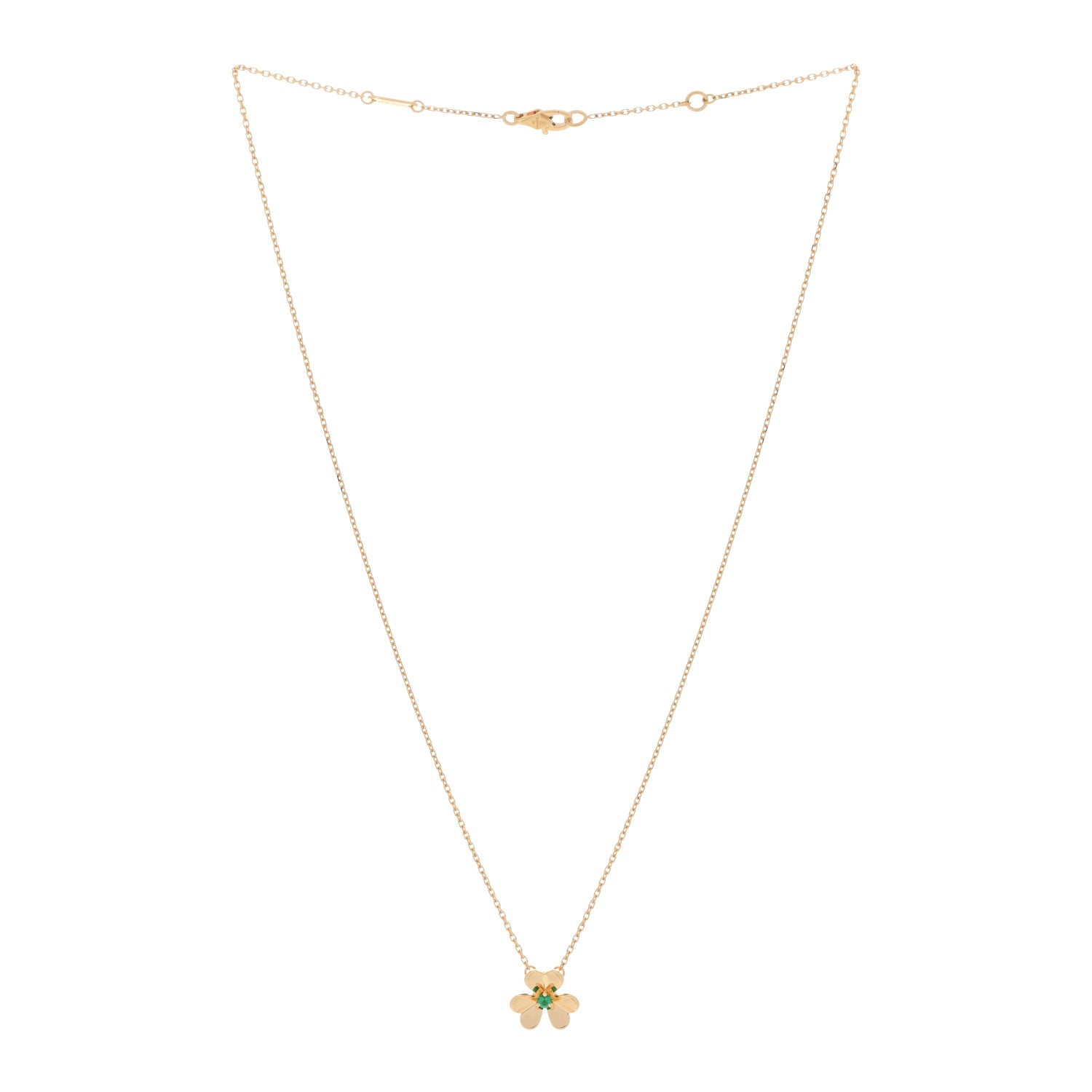 Van Cleef & Arpels 18K Yellow Gold Emerald Mini Frivole Pendant Necklace 2 of 3