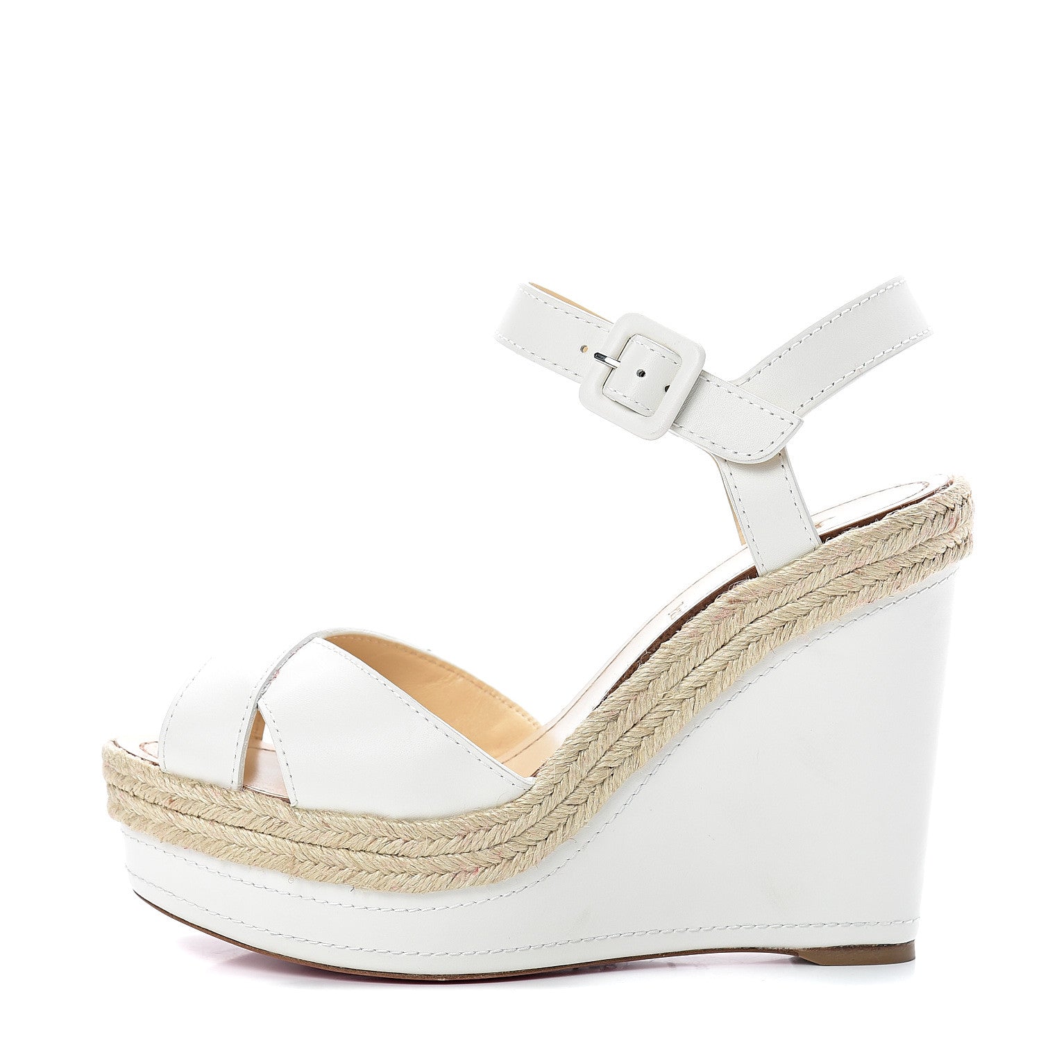Christian Louboutin Calfskin Almeria 120 Wedge Sandals 39 Snow 1 of 10