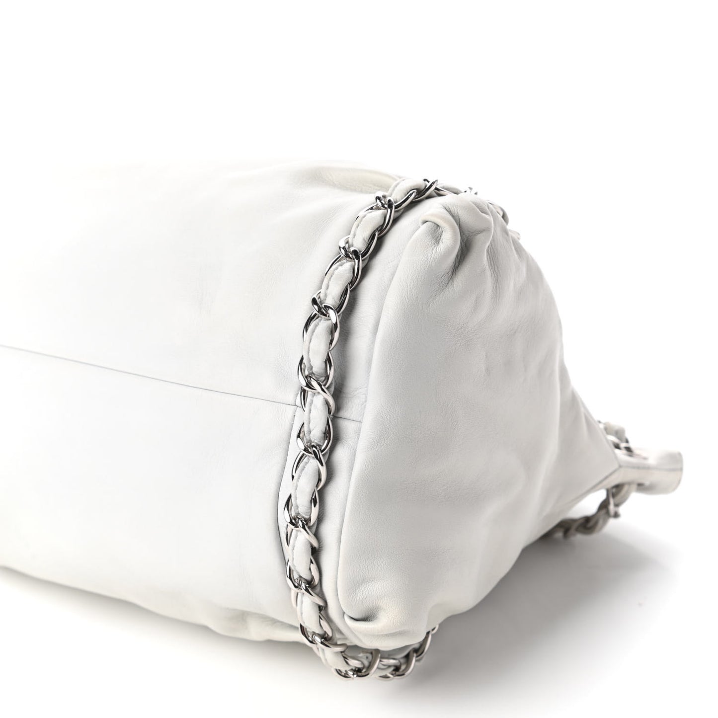 Lambskin Large Sharpei Shoulder Bag Grey