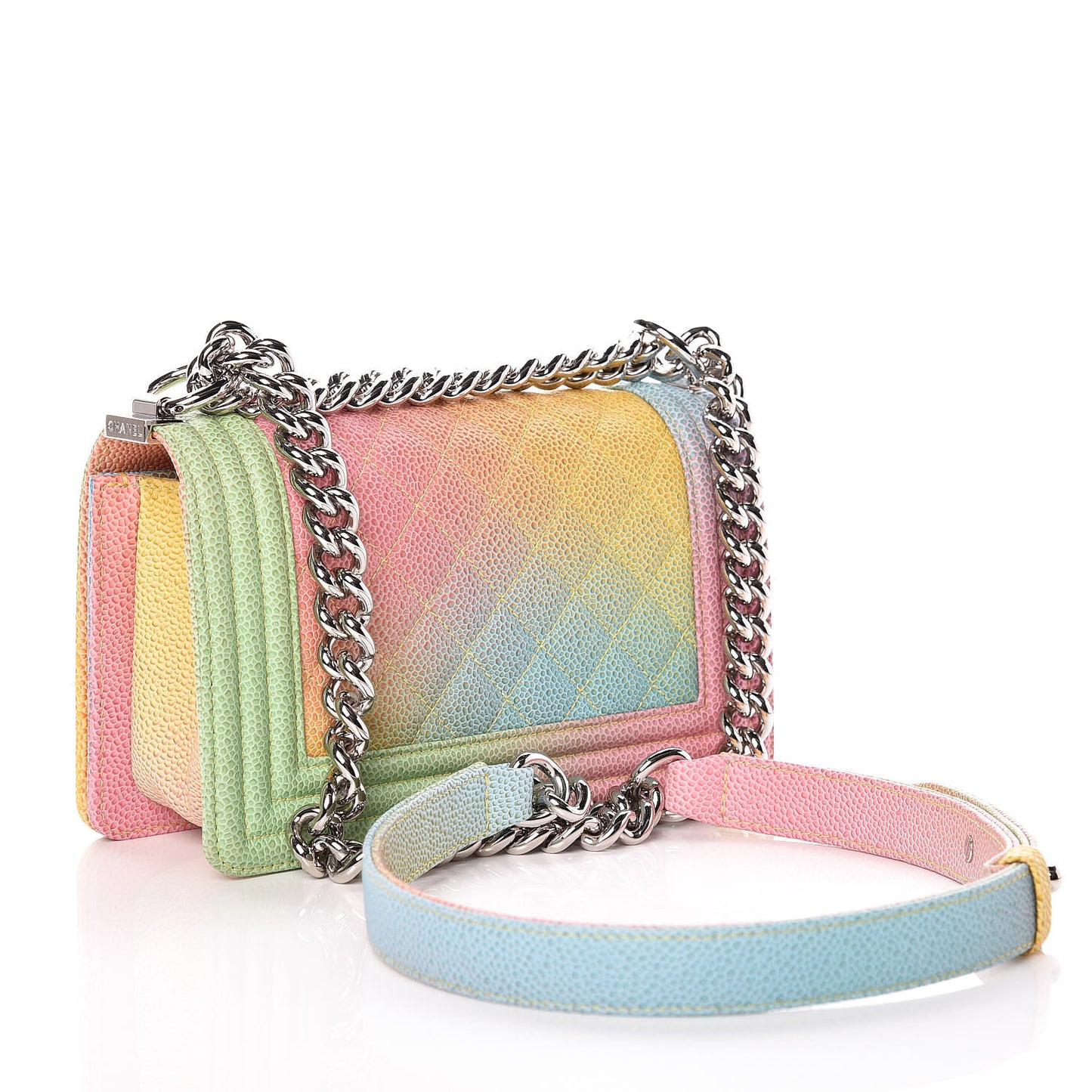 Caviar Quilted Small Cuba Rainbow Boy Flap Multicolor