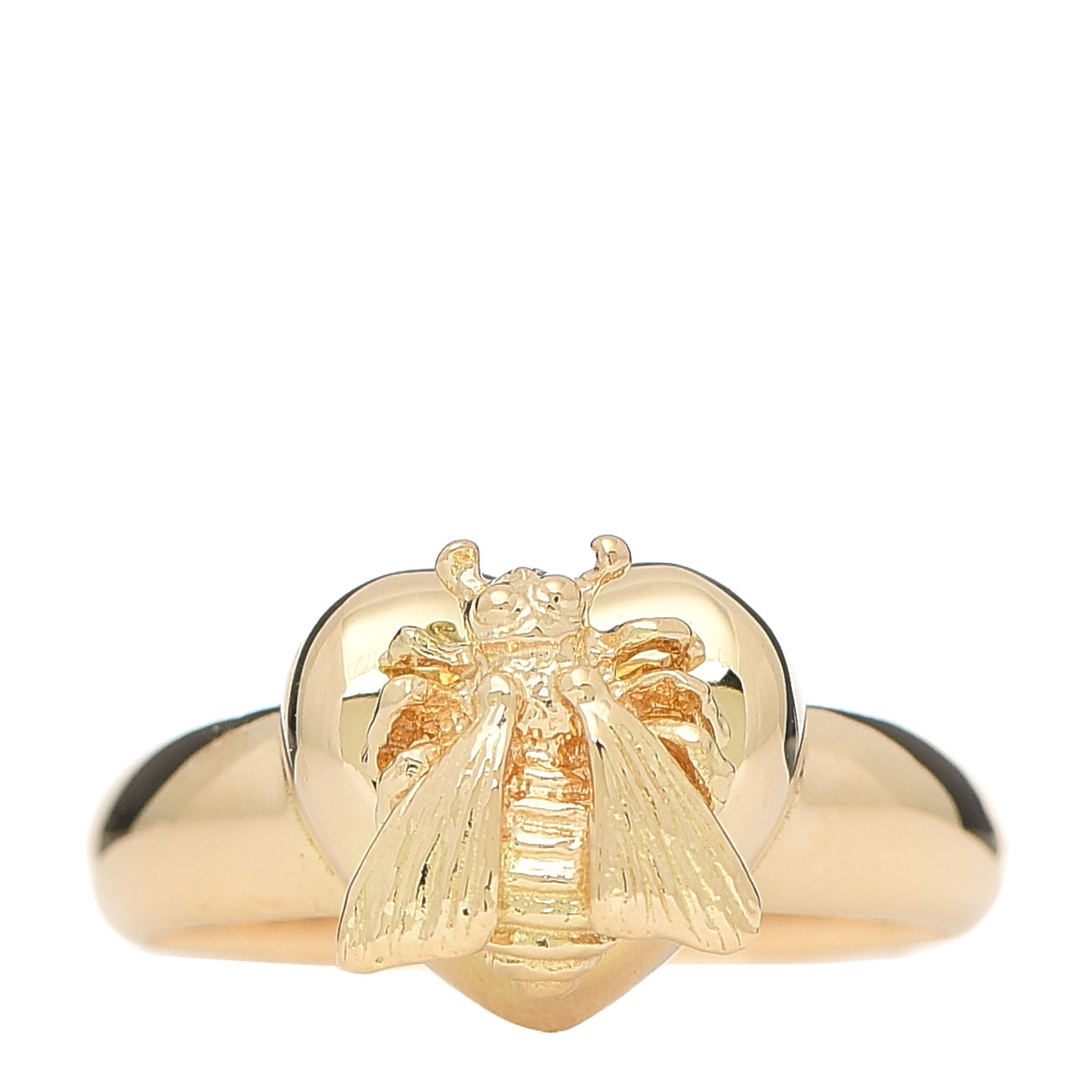18K Yellow Gold Bee Heart Ring 50 5.25