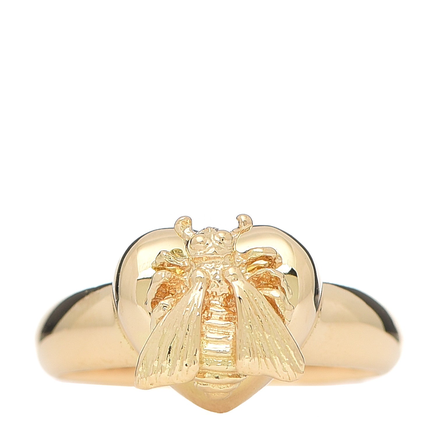 Gucci 18K Yellow Gold Bee Heart Ring 50 5.25 1 of 5
