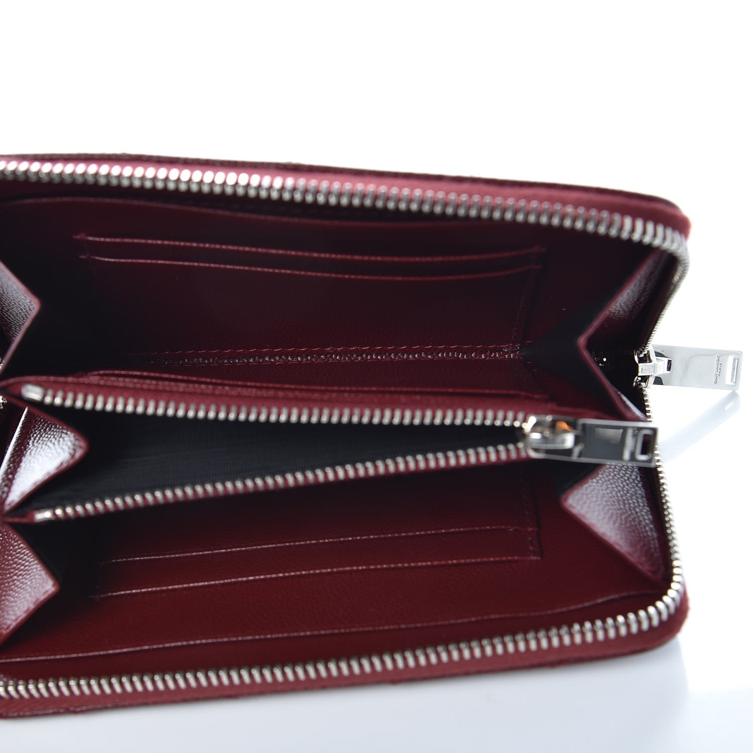 Saint Laurent Grain De Poudre Matelasse Chevron Monogram Zip Around Wallet Palissandre 5 of 6