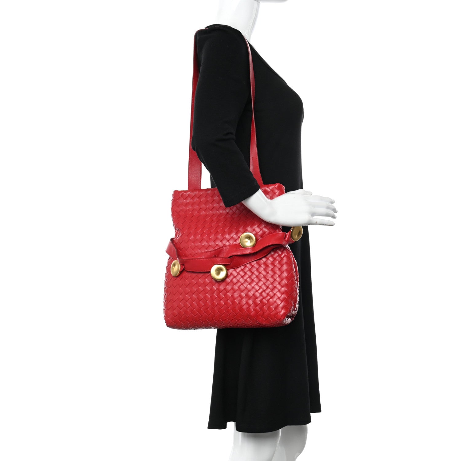 Bottega Veneta Nappa Intrecciato Small Fold Flap Shoulder Bag Red 2 of 15