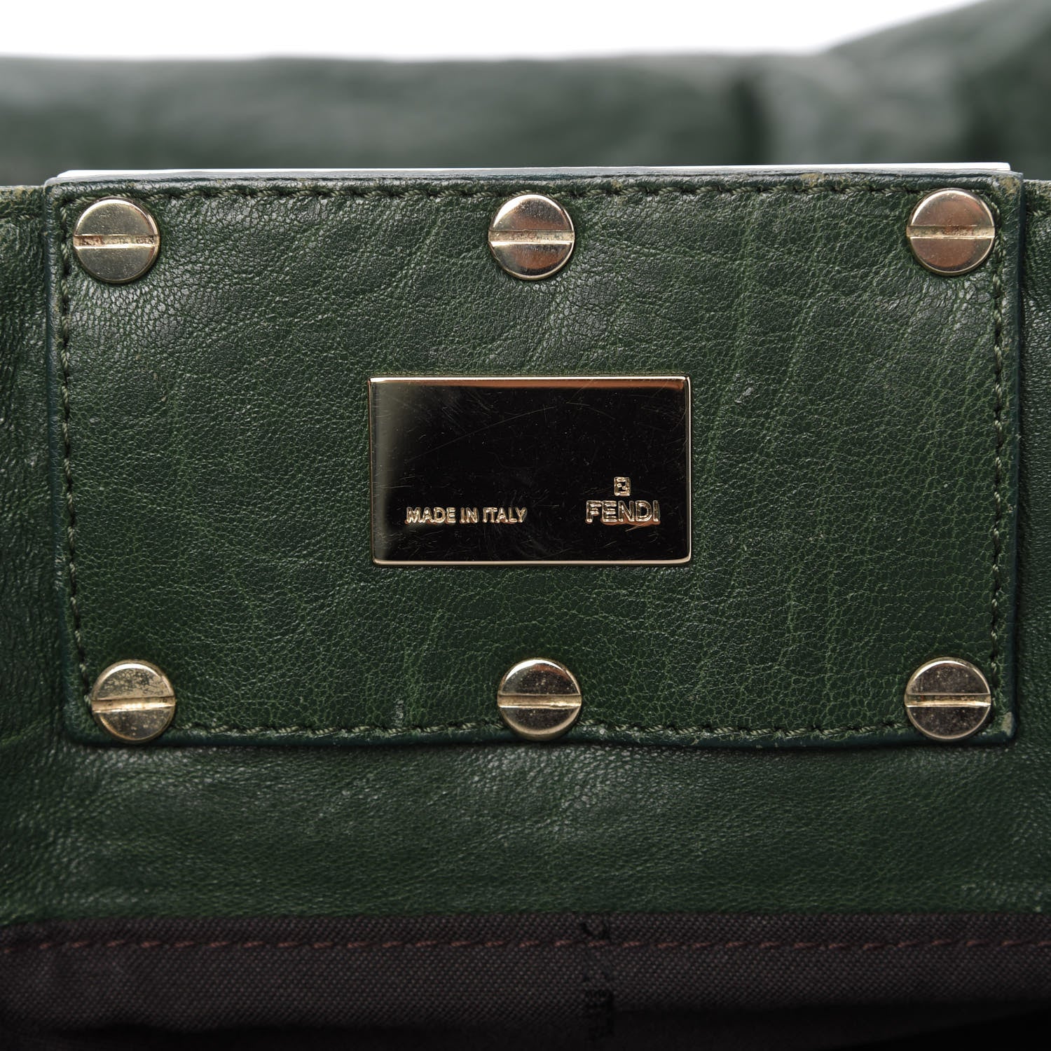 Fendi Crinkled Lambskin Mia Tote Verde Inglese 8 of 8