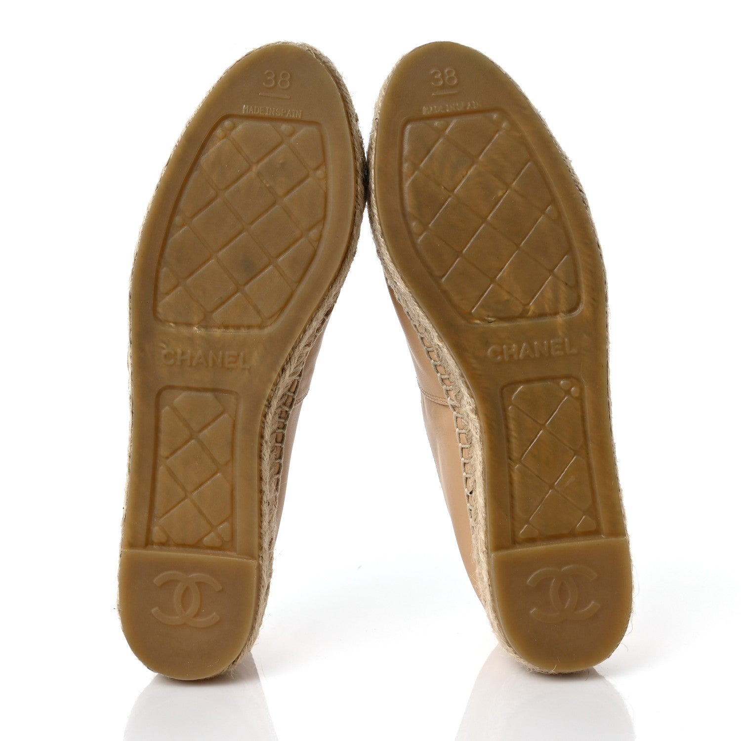 Chanel Lambskin CC Espadrilles 38 Beige Black 5 of 9