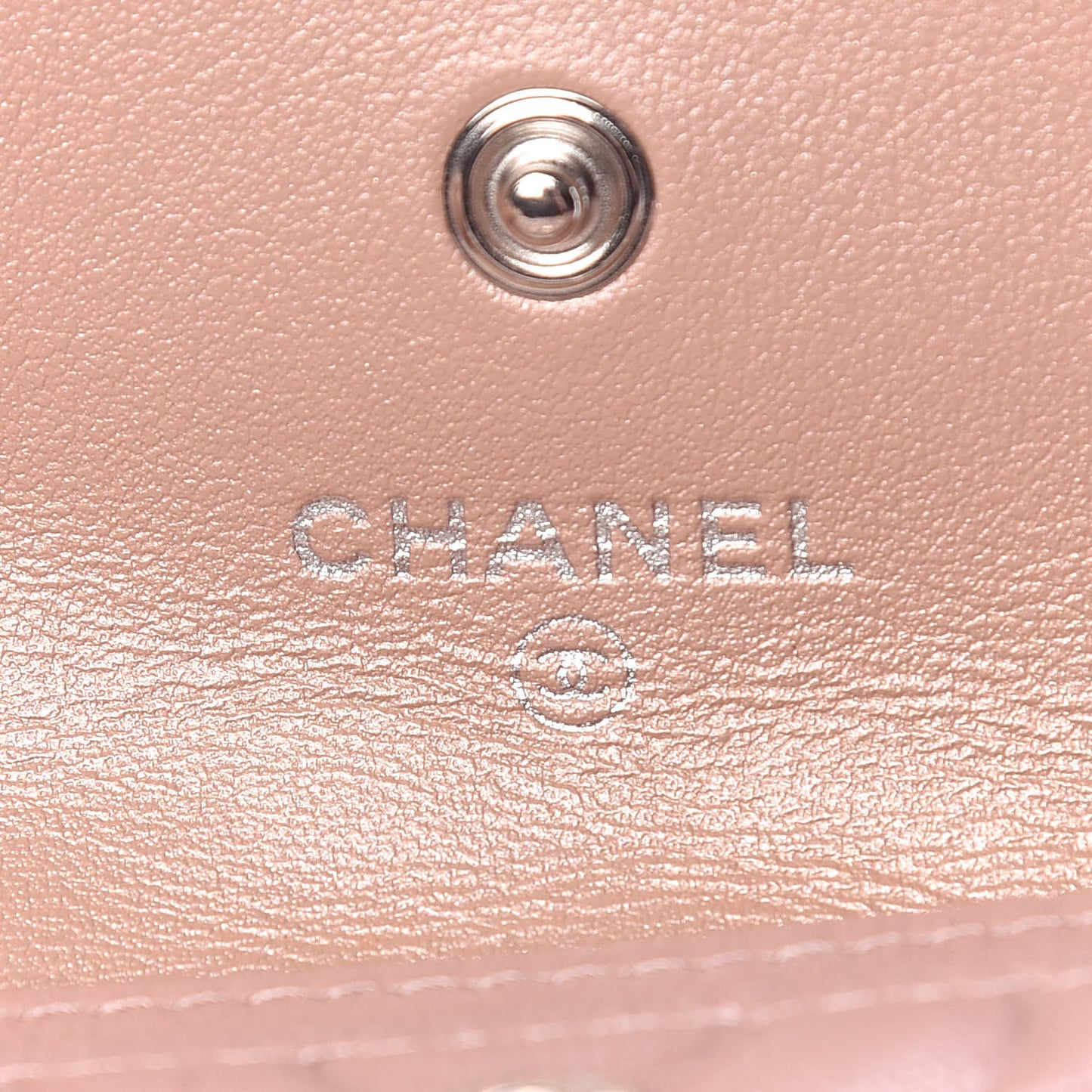Goatskin Camellia Embossed Card Holder Wallet Light Pink