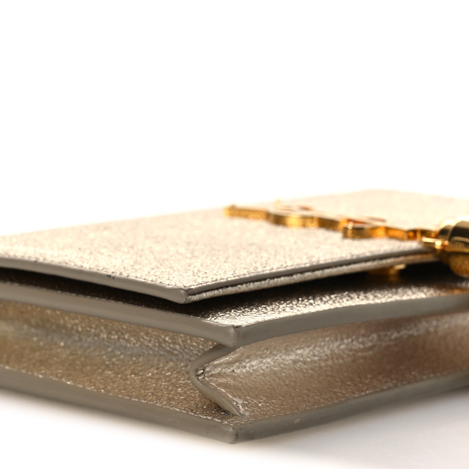 Saint Laurent Metallic Calfskin Classic Monogram Kate Tassel Chain Wallet Platine 10 of 14