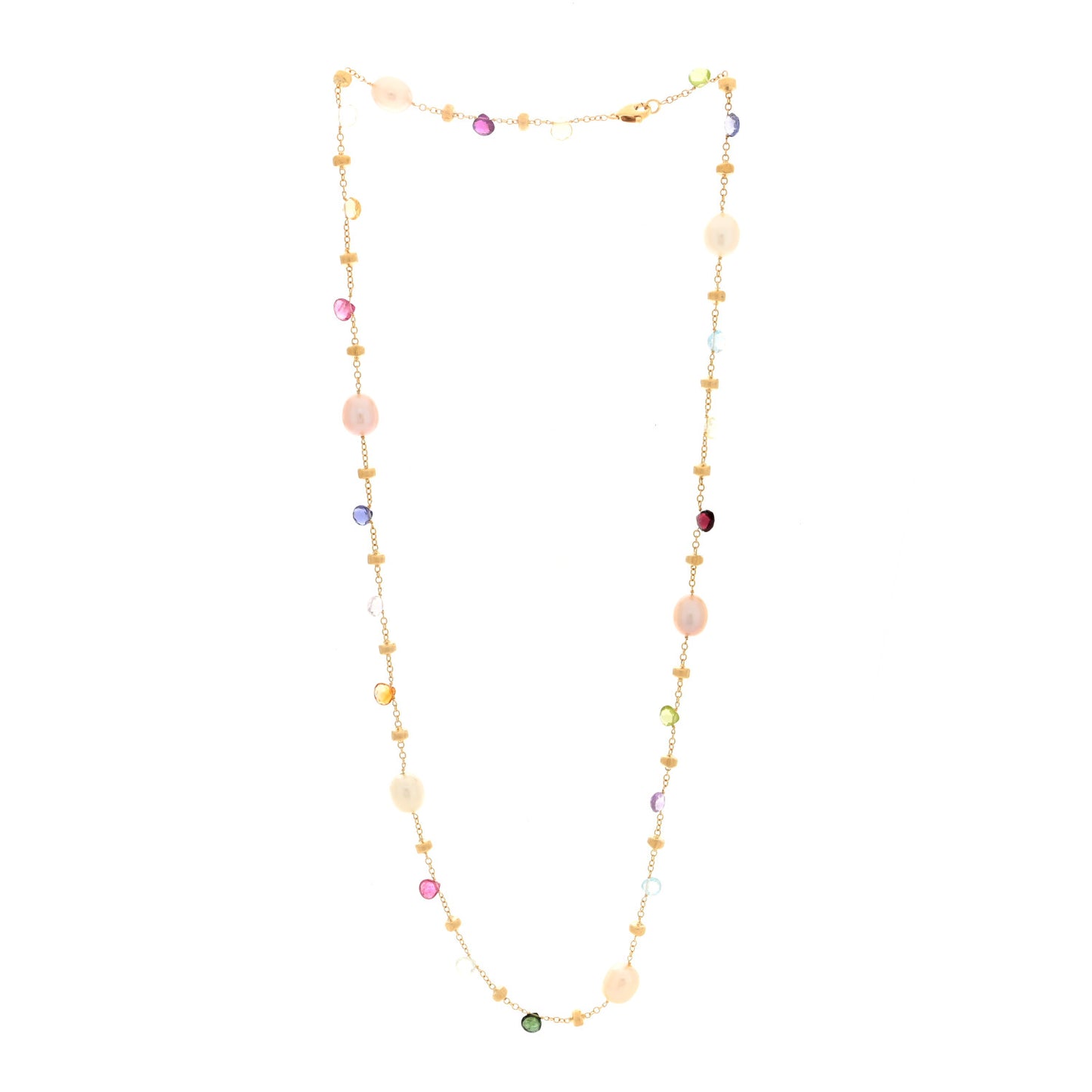 18K Yellow Gold Paradise Pearl Multi Gemstone Paradise Necklace