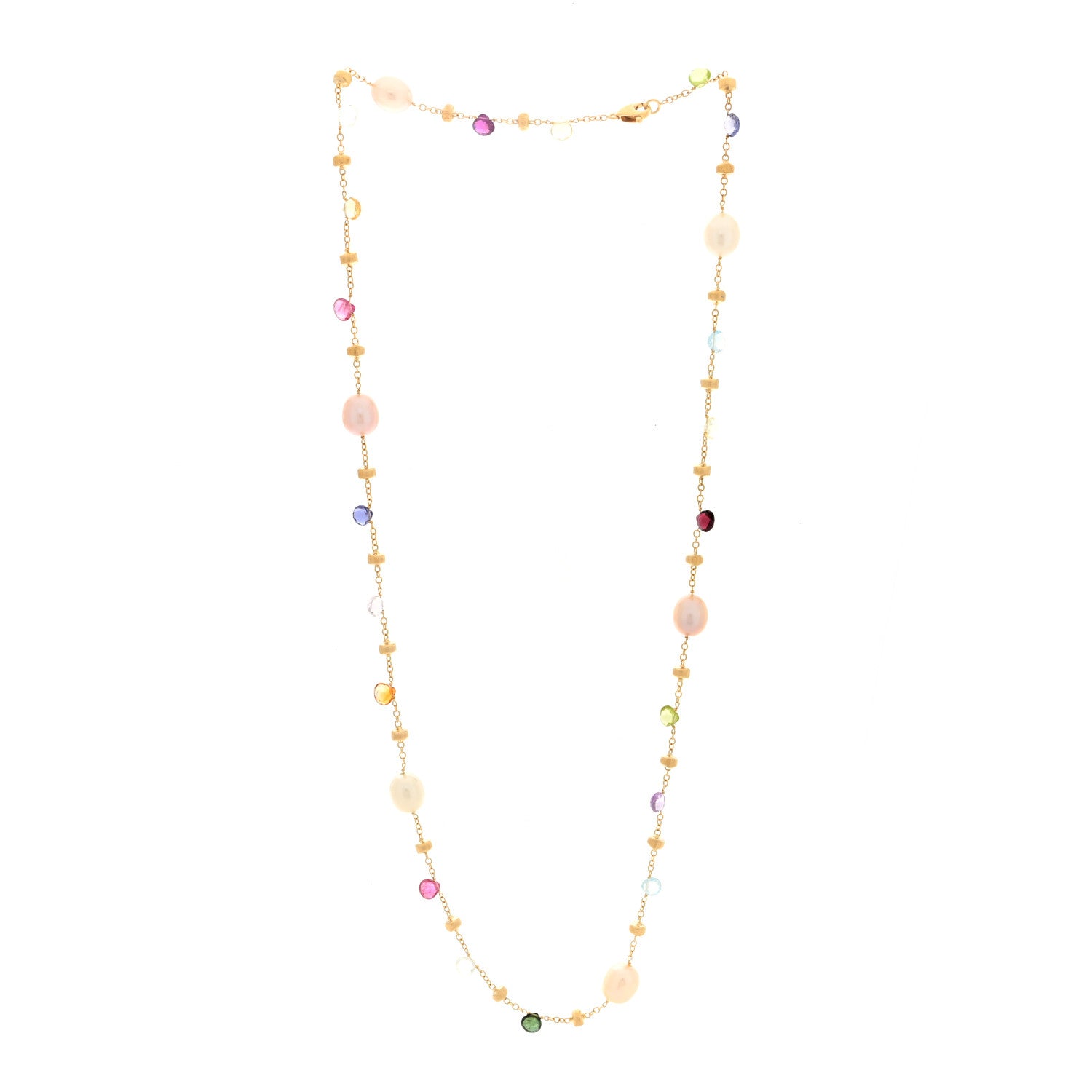 Marco Bicego 18K Yellow Gold Paradise Pearl Multi Gemstone Paradise Necklace 3 of 4