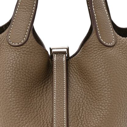 Hermes Taurillon Clemence Picotin Lock 18 PM Etoupe Etoupe 8 of 13