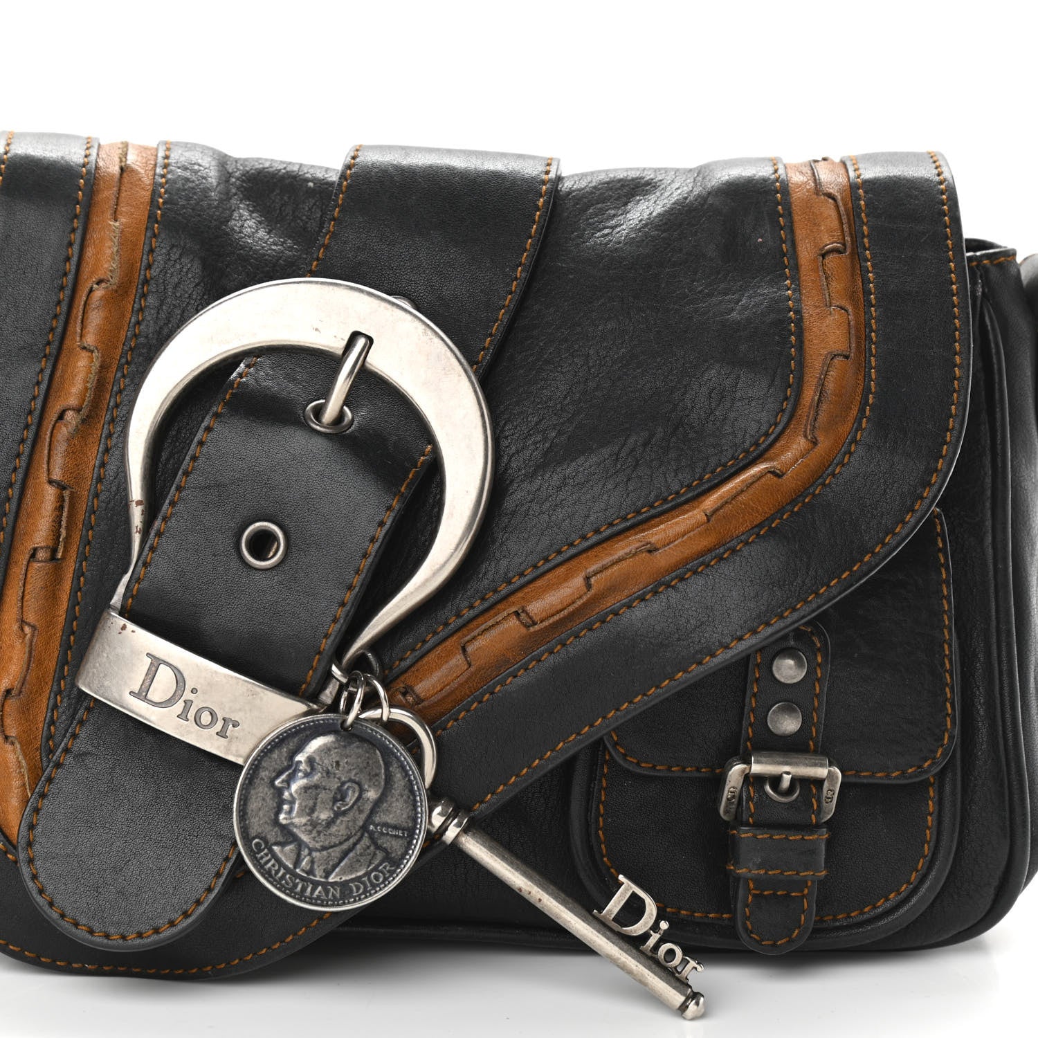 Christian Dior Calfskin Mini Gaucho Crossbody Bag Black 8 of 19