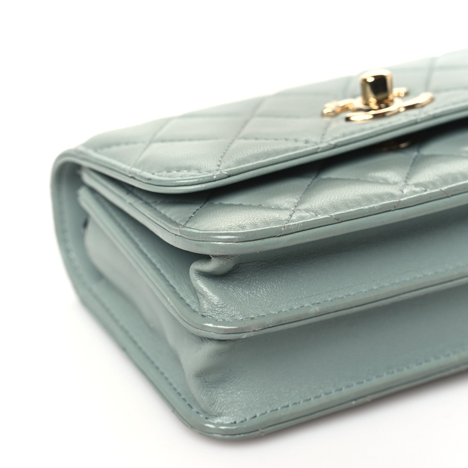 Chanel Lambskin Quilted Mini Trendy CC Wallet On Chain WOC Grey 9 of 10