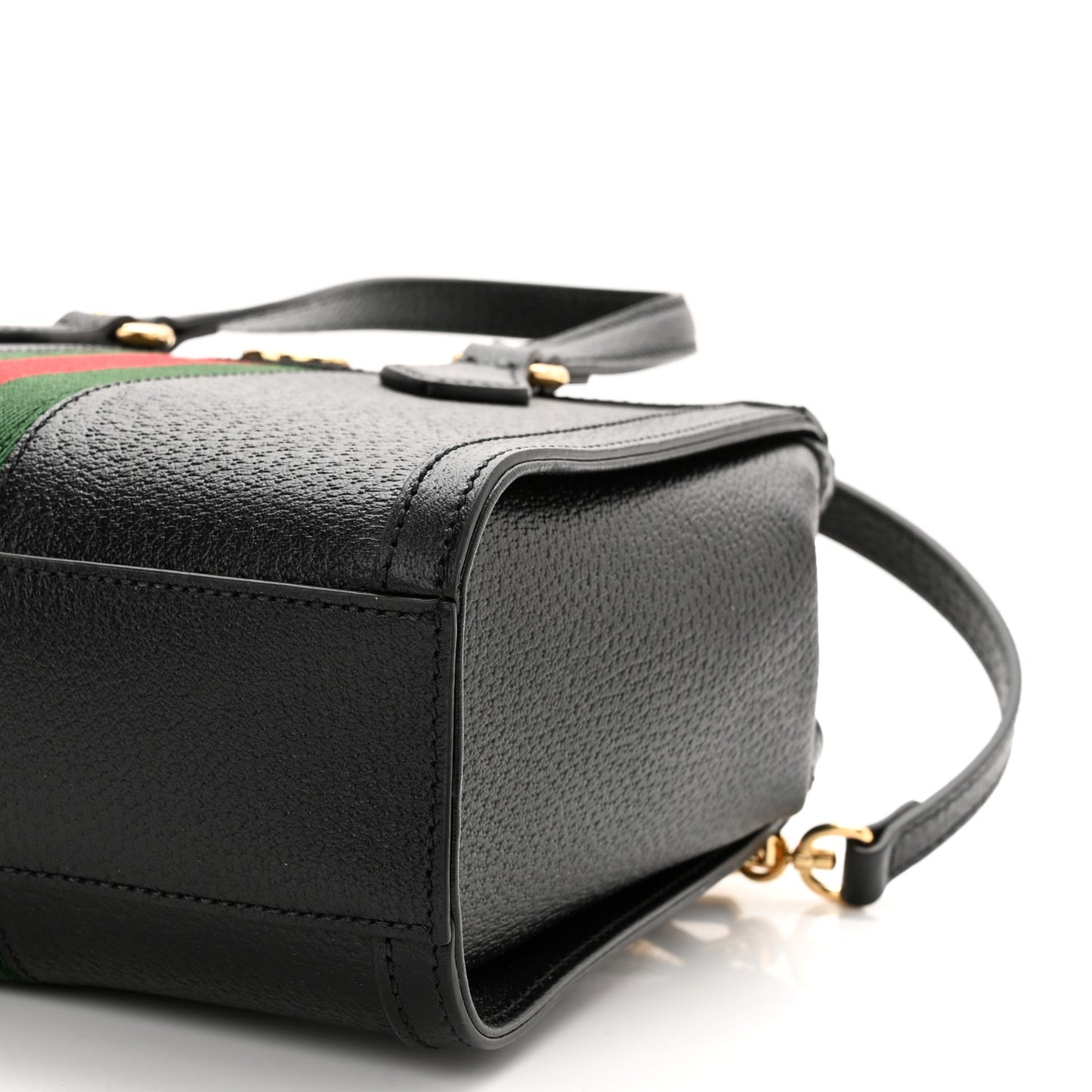 Textured Calfskin Web Small Ophidia Tote Bag Black
