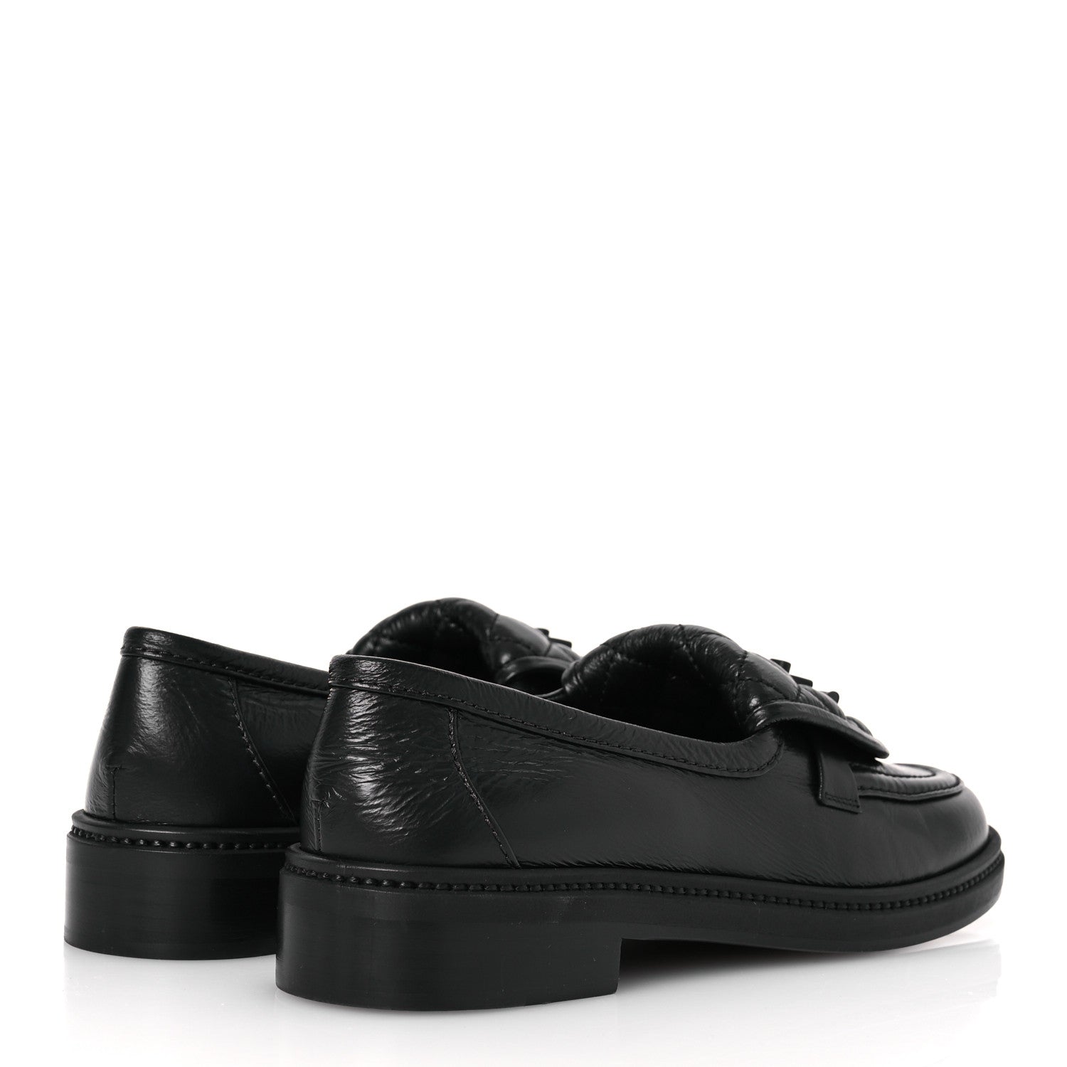 Chanel Crumpled Lambskin Quilted CC Turnlock Loafers 37 Black 5 of 11
