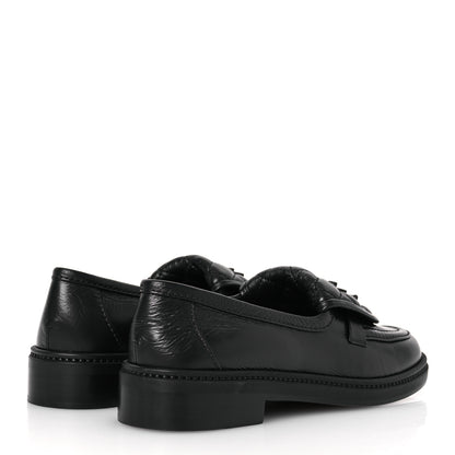 Chanel Crumpled Lambskin Quilted CC Turnlock Loafers 37 Black 5 of 11