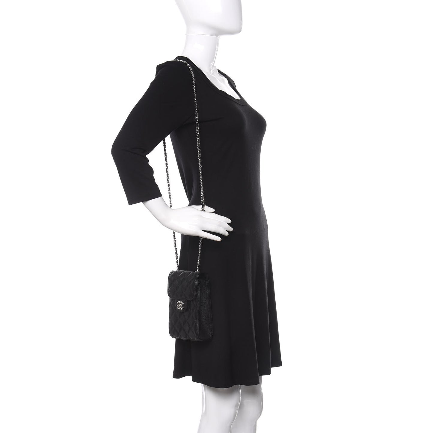 Caviar Quilted Classic Phone Holder Black