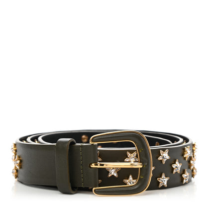 Chanel Lambskin Crystal Star Belt 90 Green 1 of 8
