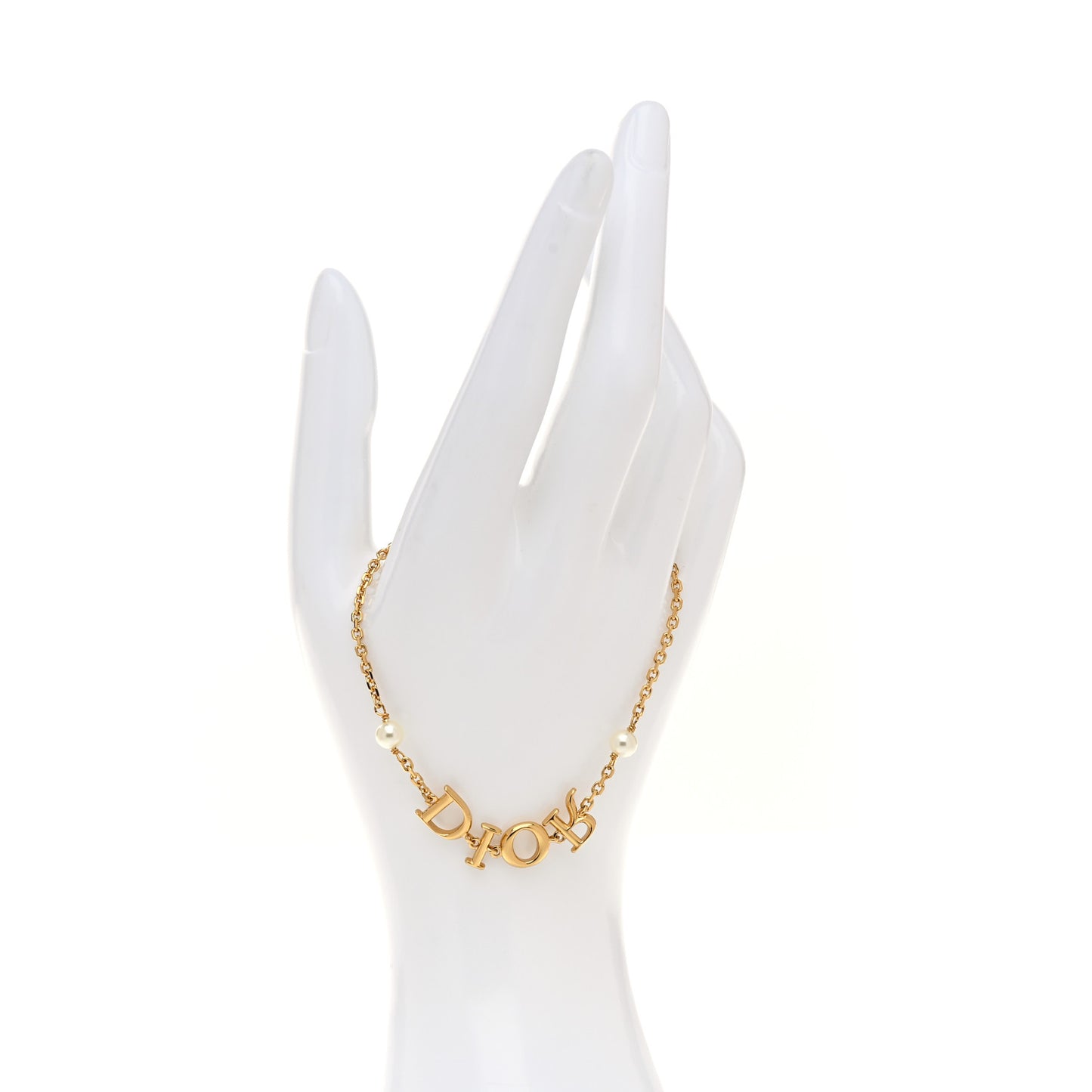 Metal Pearl Logo Bracelet Gold