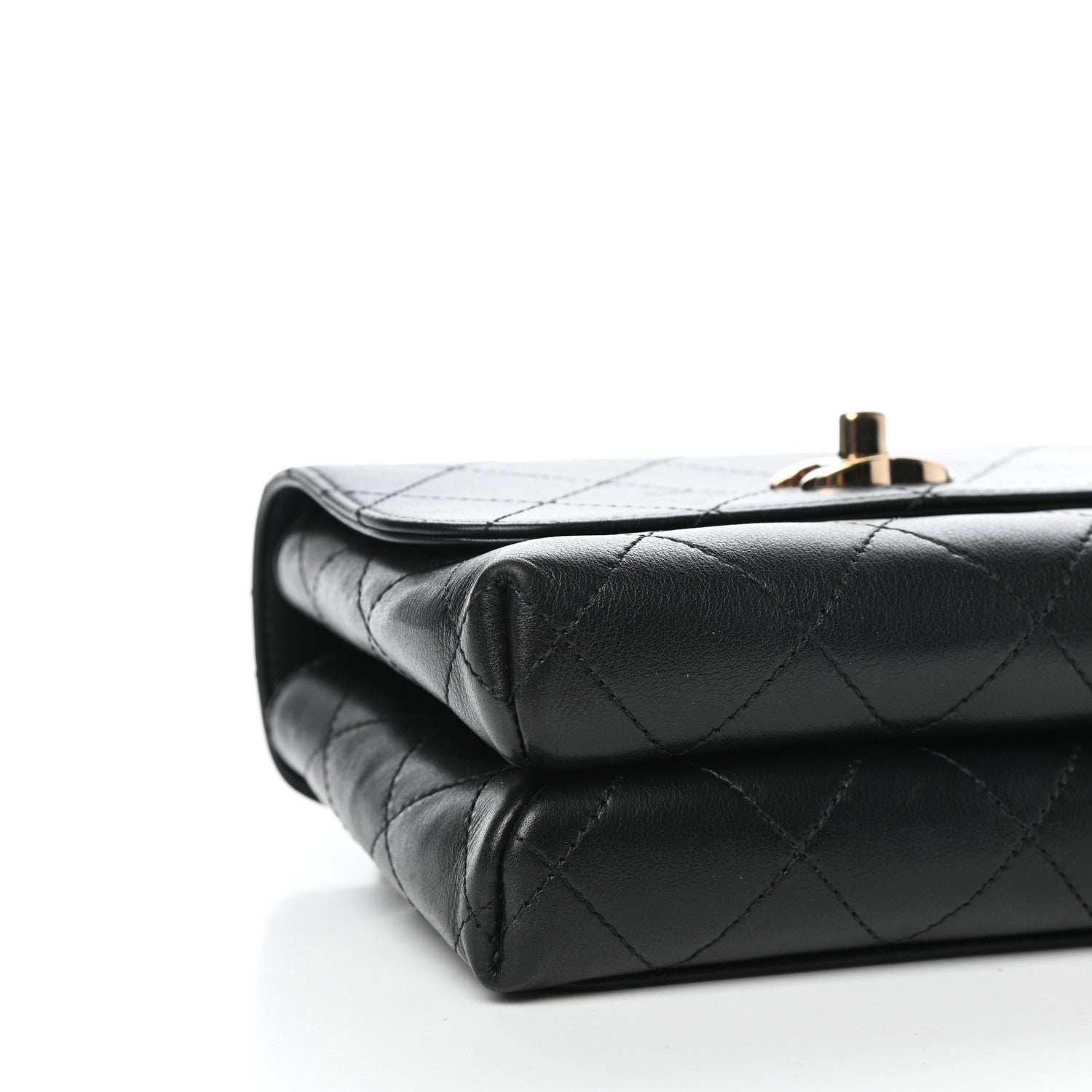 Chanel Calfskin Quilted Small Double Pocket Top Handle Flap Black 8 of 10