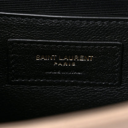 Saint Laurent Grain De Poudre Textured Mixed Matelasse Triquilt Small Monogram Satchel Dark Beige 7 of 9