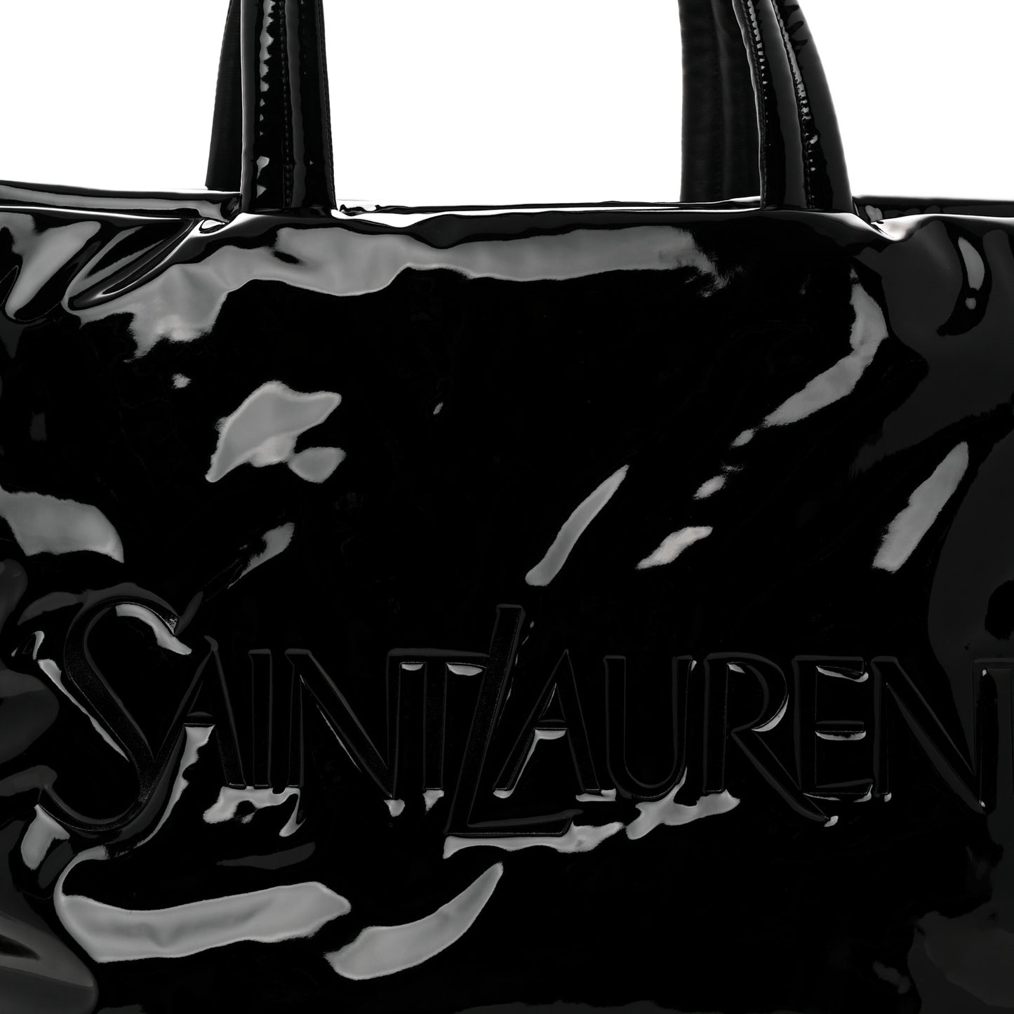 Patent Wide Puffer Maxi Tote Black