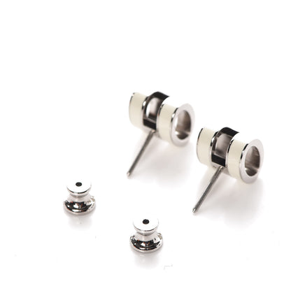 Hermes Palladium Lacquered Pop H Earrings White 3 of 5
