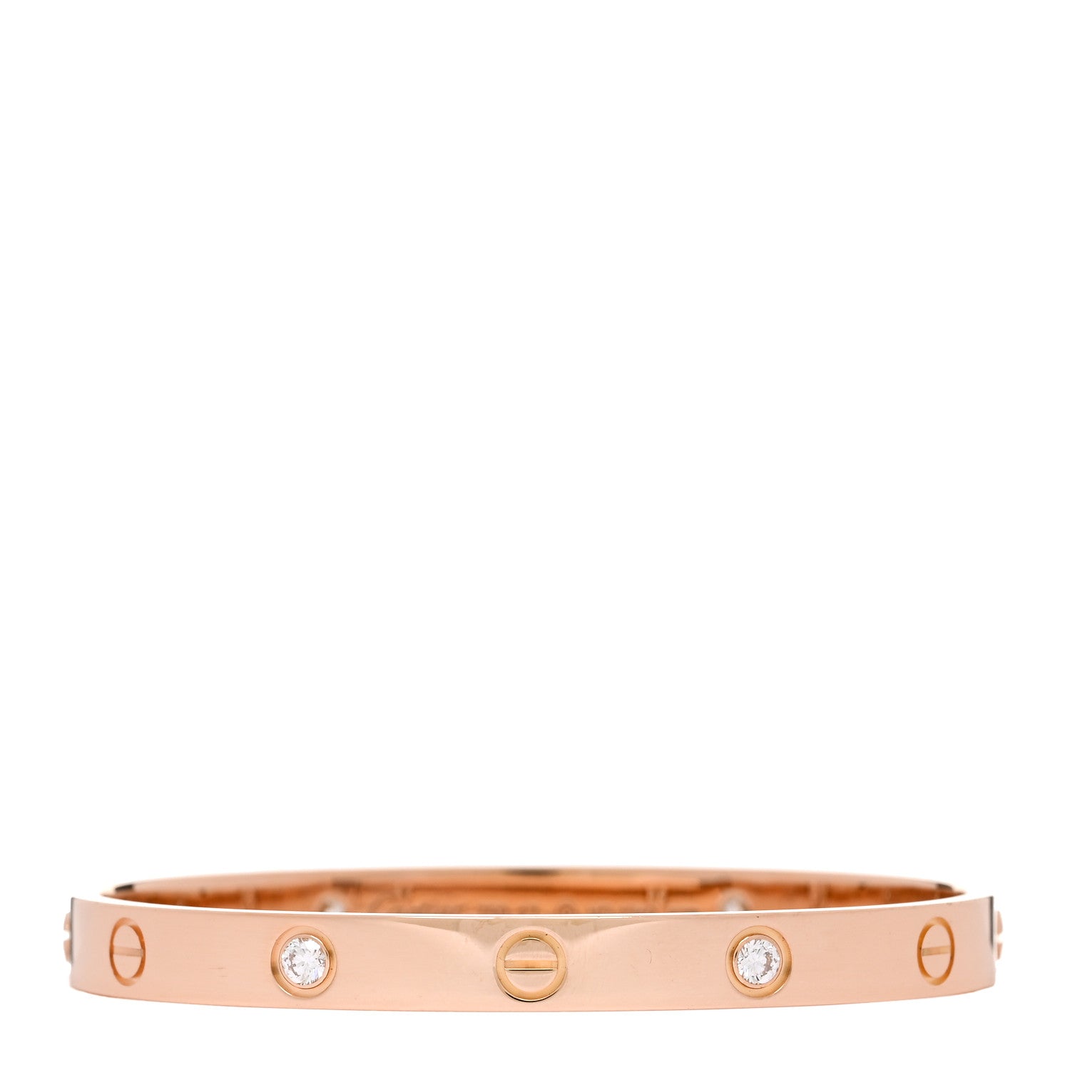 Cartier 18K Pink Gold 4 Diamond LOVE Bracelet 17 1 of 7