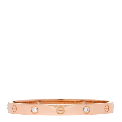 Cartier 18K Pink Gold 4 Diamond LOVE Bracelet 17 1 of 7