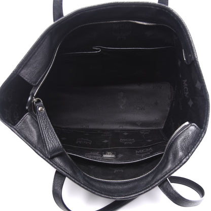 MCM Visetos Medium Anya Zip Top Shopper Tote Black 4 of 9