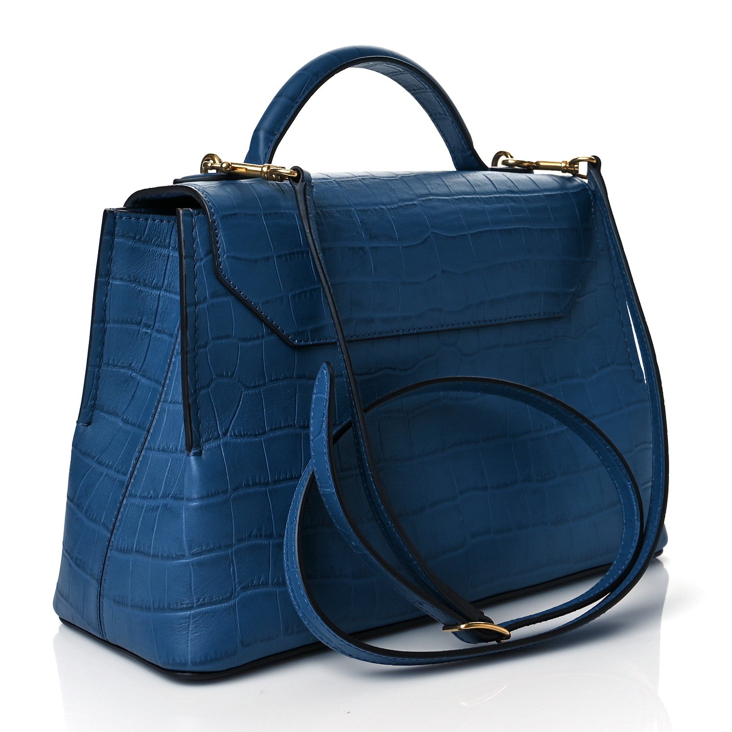 Mulberry Shiny Croc Calfskin Embossed Micro Seaton Blue 2 of 8