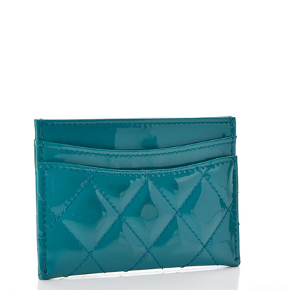 Chanel Patent Quilted Card Holder Turquoise 3 of 10