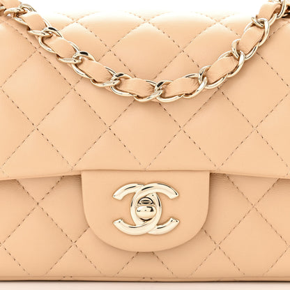 Chanel Lambskin Quilted Mini Rectangular Flap Beige 8 of 11