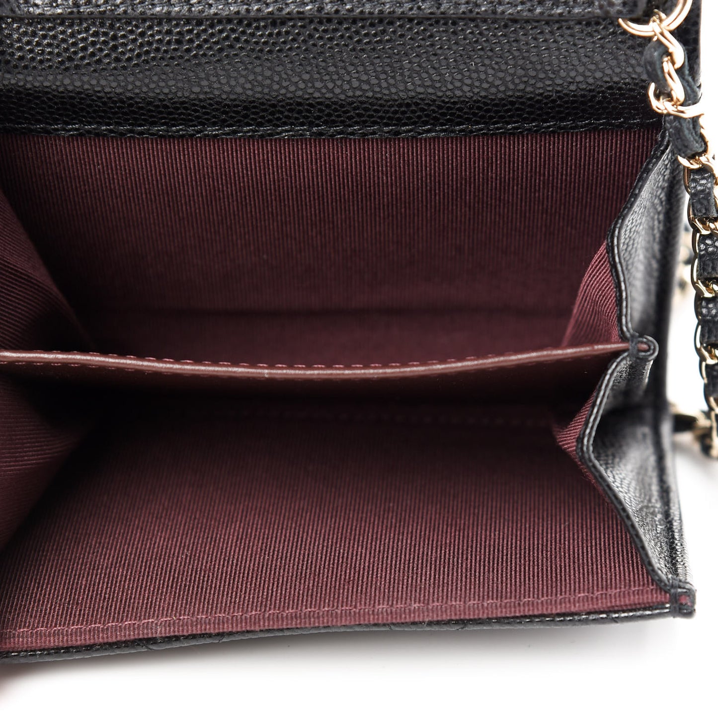 Caviar Quilted Flap Card Holder On Chain Black